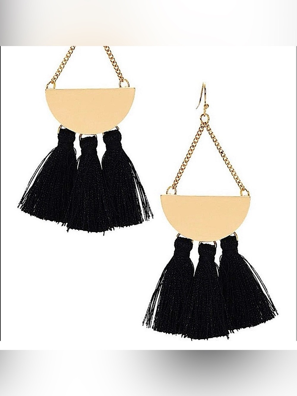 🆕🖤RUE 27: BLACK Tassel Dangle Drop Earrings